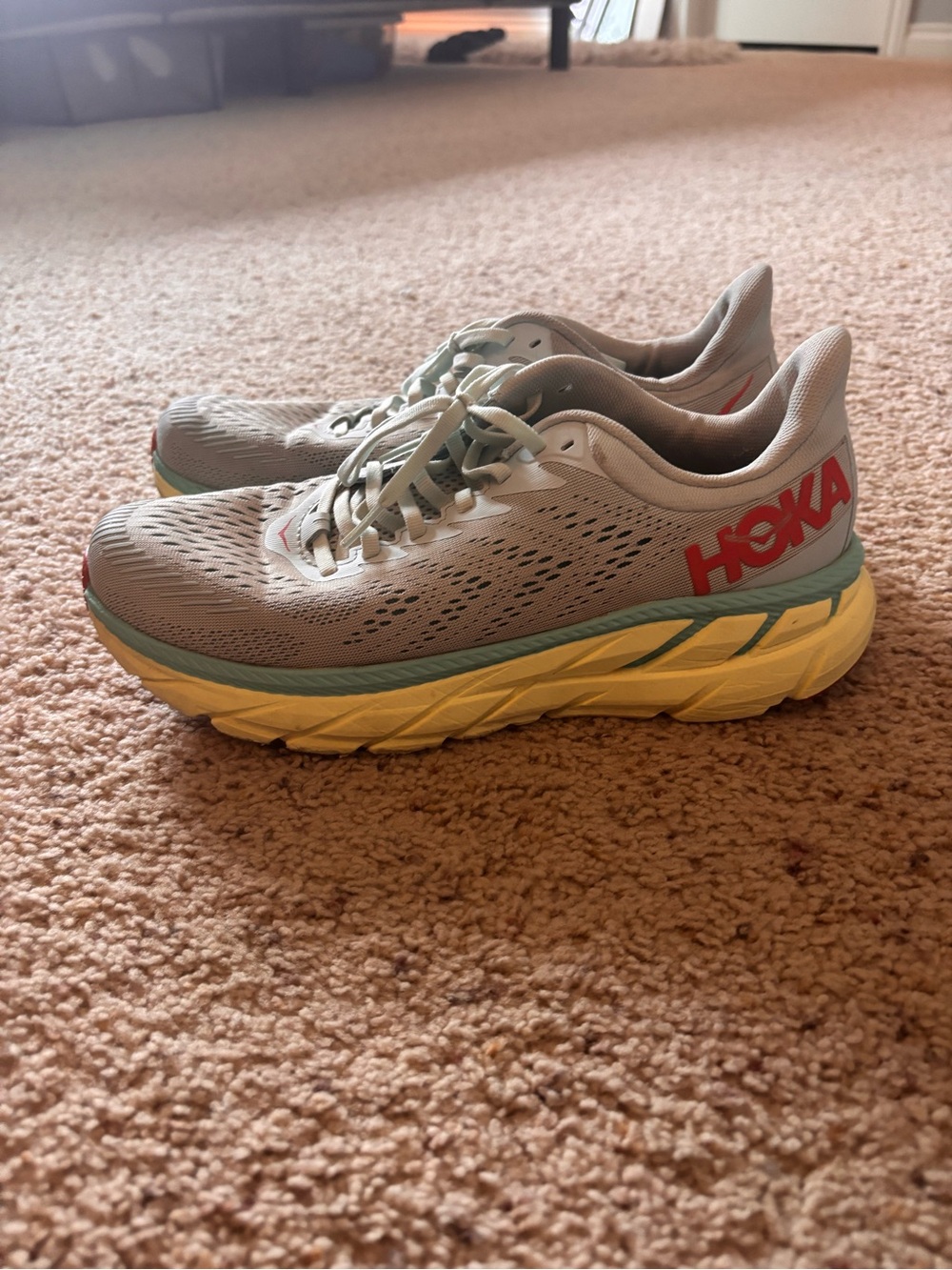 Hoka One One Women's Gray, Yellow & Teal Cushioned Running Shoes